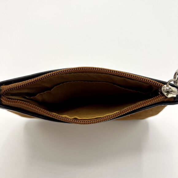 Fossil Suede Small Wristlet Chestnut Brown with Black Trim SL8687 - Picture 5 of 8